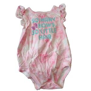 So Many Bows So Little Hair Pink And White body suit  Garanimals Size 3-6m